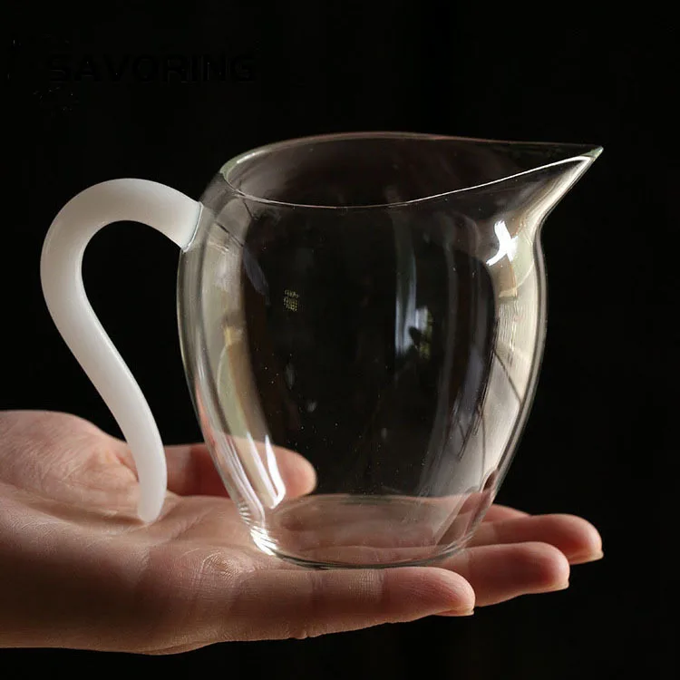 300ml Heat-resisting Clear Glass Tea Pot Fair Cup Chahai Handmade Kung Fu Tea Cup Teaset Tea Pitcher Divide Tea Ware with Handle