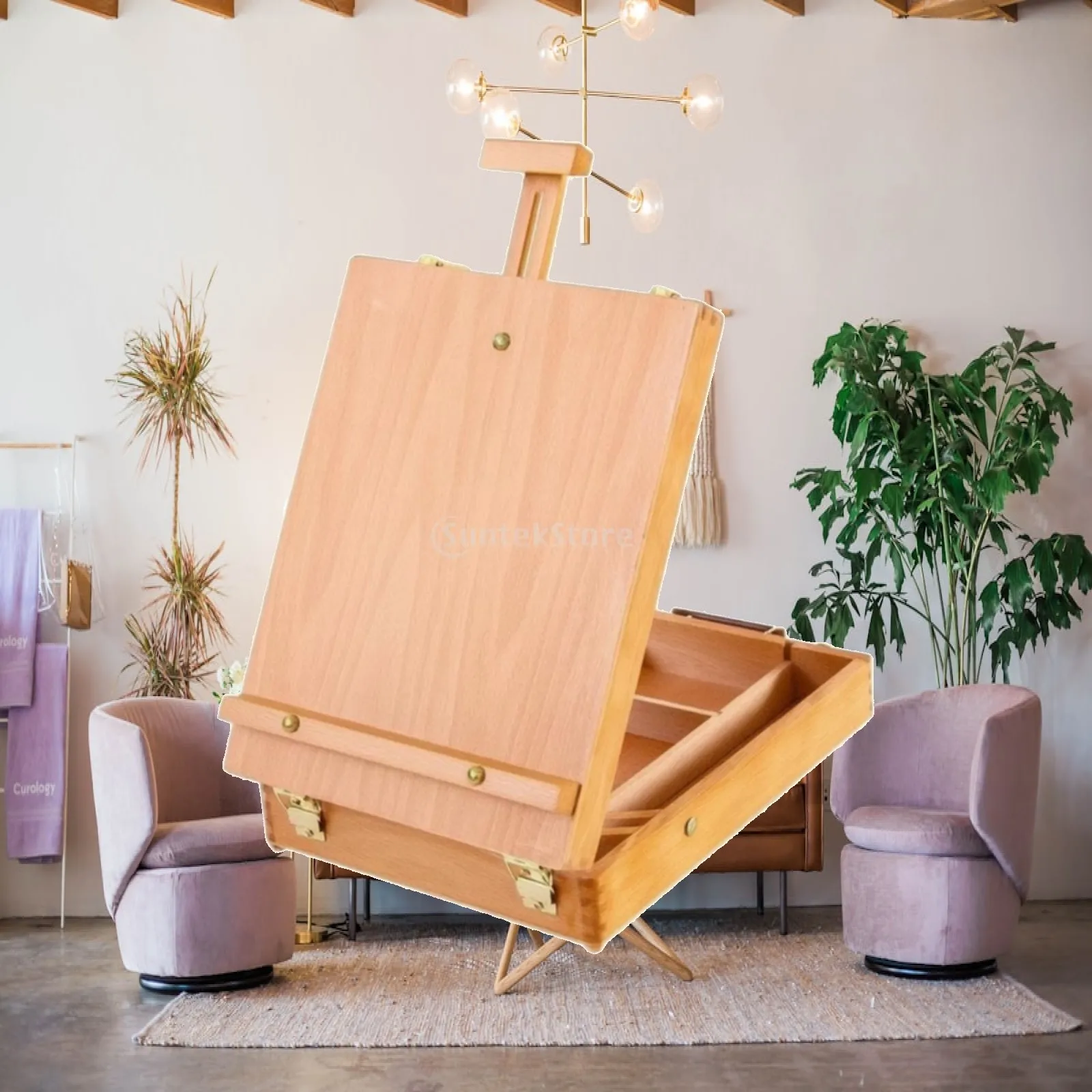Wooden Sketchbox Easel Multi-Function Sketchbox Easel Sturdy Long-Lasting for Artists, Travel, Studio