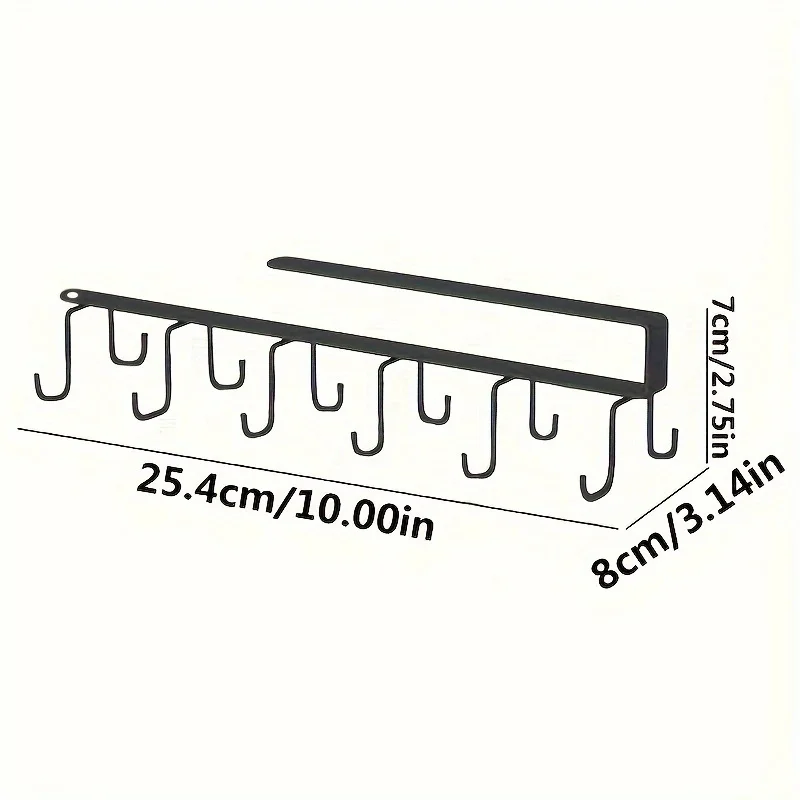 1pc Home Simple Kitchen Double Row Hook Hanging Traceless Iron Cup Hook Hanging Rack for Kitchen Bathroom Bedroom