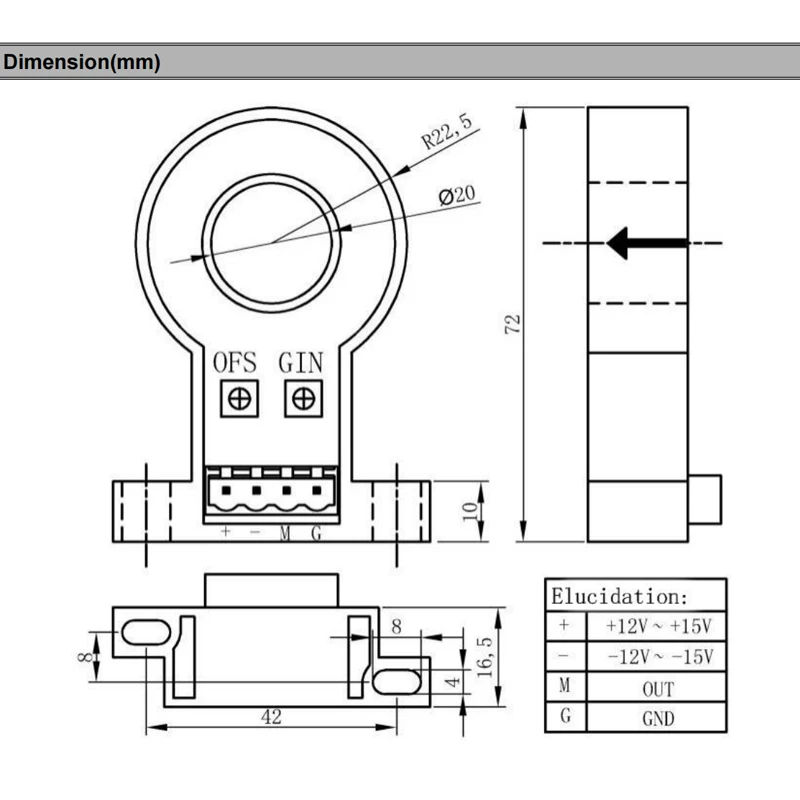 Hall-Effekt-Stromsensor mit geschlossenem Regelkreis QNHC6 AC DC 50A 100A 200A 300A Ausgang 4V 5V Hall-Stromwandler-Transformationssender