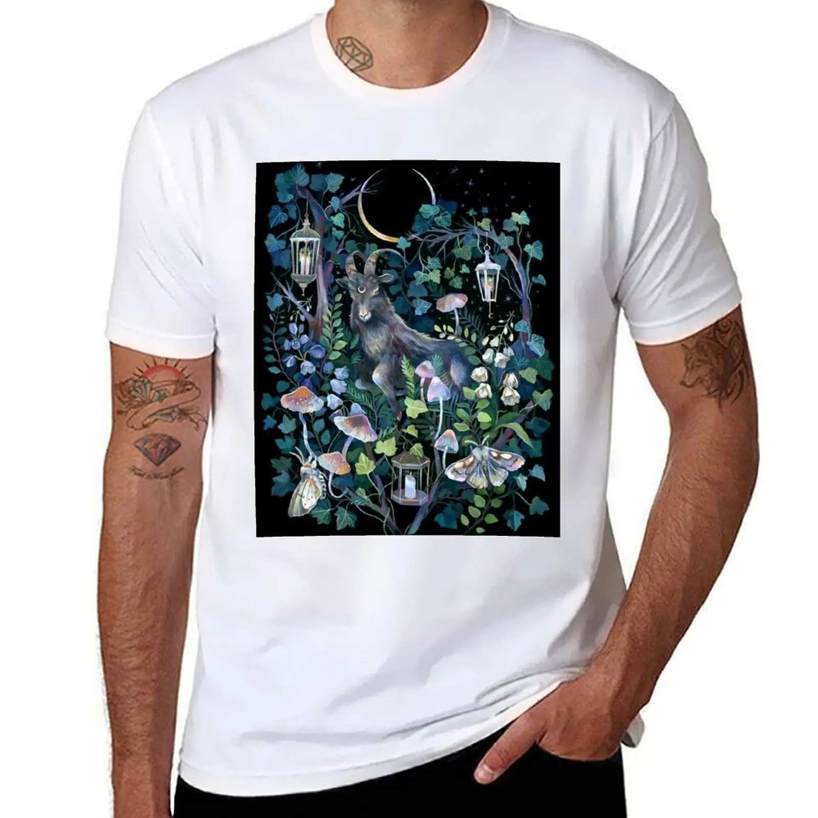 

Футболка Black Goat Garden, мужская футболка из плотного хлопка, футболка с аниме, футболка