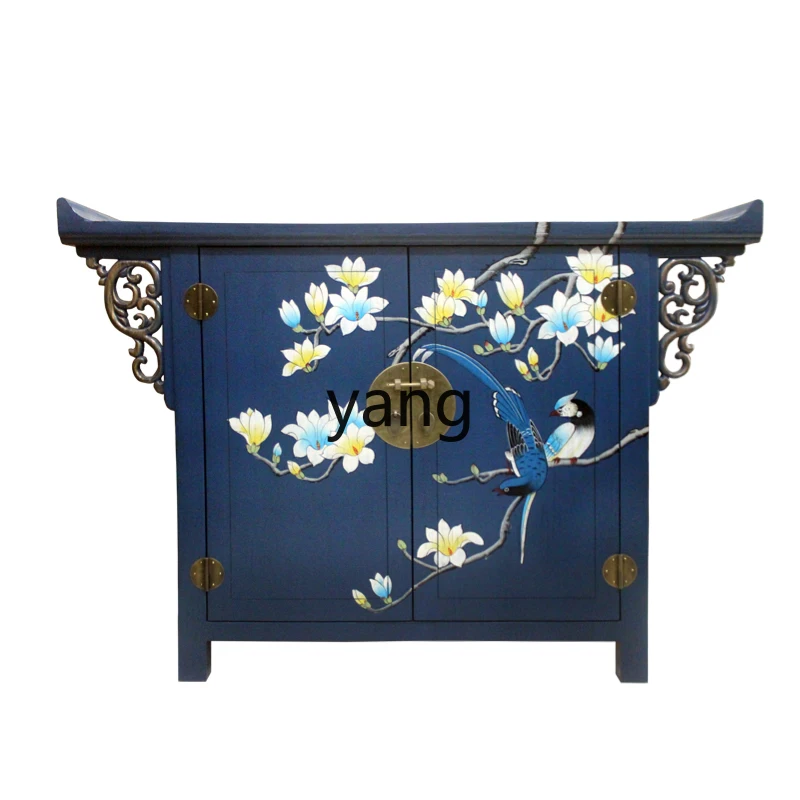 

LMM Modern New Chinese Style Solid Wood Painted Carved Warped Head Hallway Hallway Living Room Storage Bathroom Cabinet