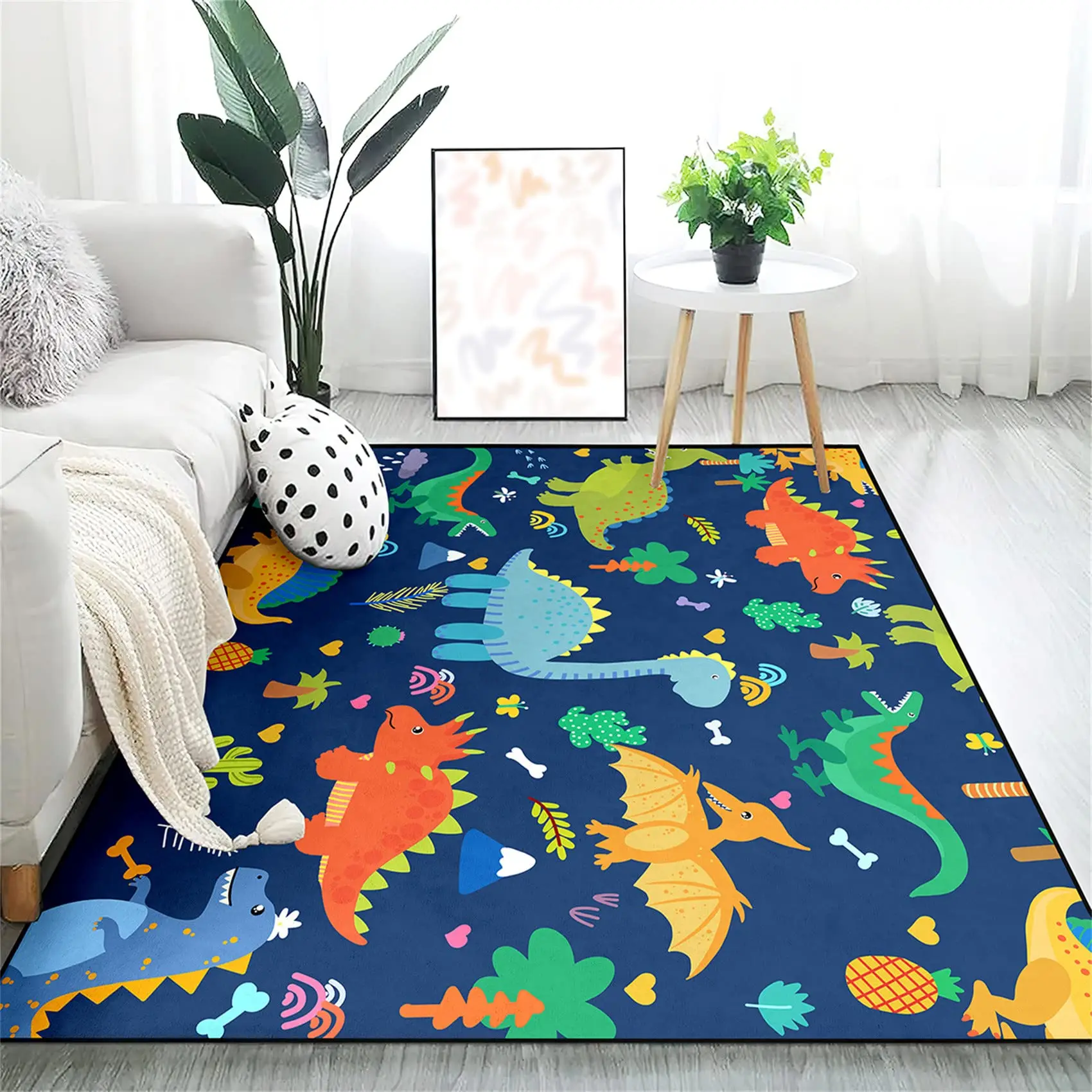 Cartoon Dinosaur Area Rugs Lovely Dinosaur Carpet Rugs for Boys Kids Blue Cute Animal Patterns Carpet Dinosaur Rugs Playing Room