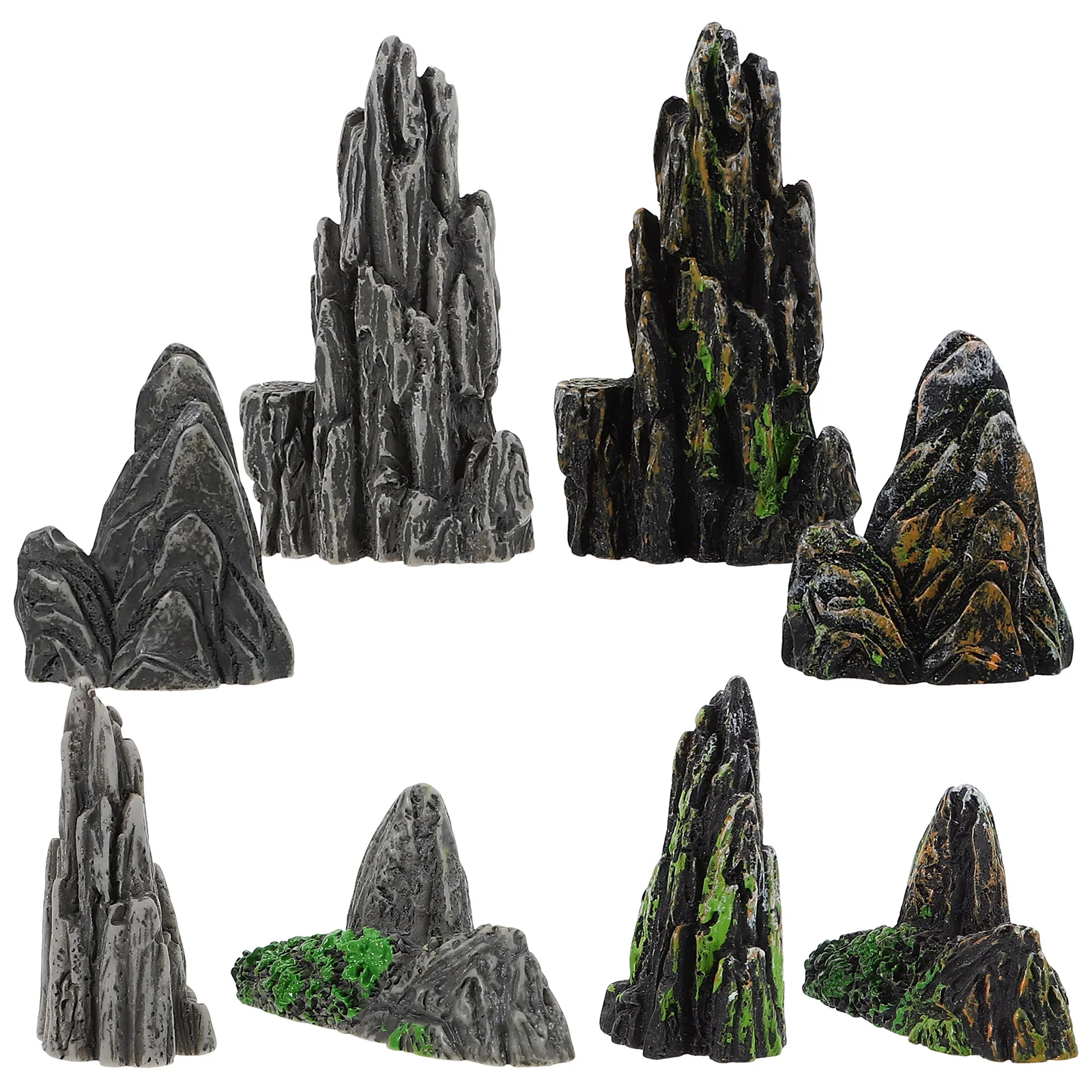 

8 Pcs Fish Tank Decorations Micro Landscape Bonsai Landscaping Resin Rockery Statue