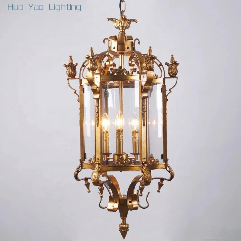 Italian Ancient Roman Gothic Style Iron Art Classical Hotel Restaurant Staircase Villa outdoor chandelier waterproof