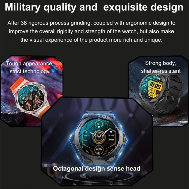 Gaines K62 Smart Watch Männer AMOLED Bildschirm Bluetooth Anruf Musik Sprachassistent Zifferblatt Herzfrequenz Outdoor Sport Fitness Smartwatch