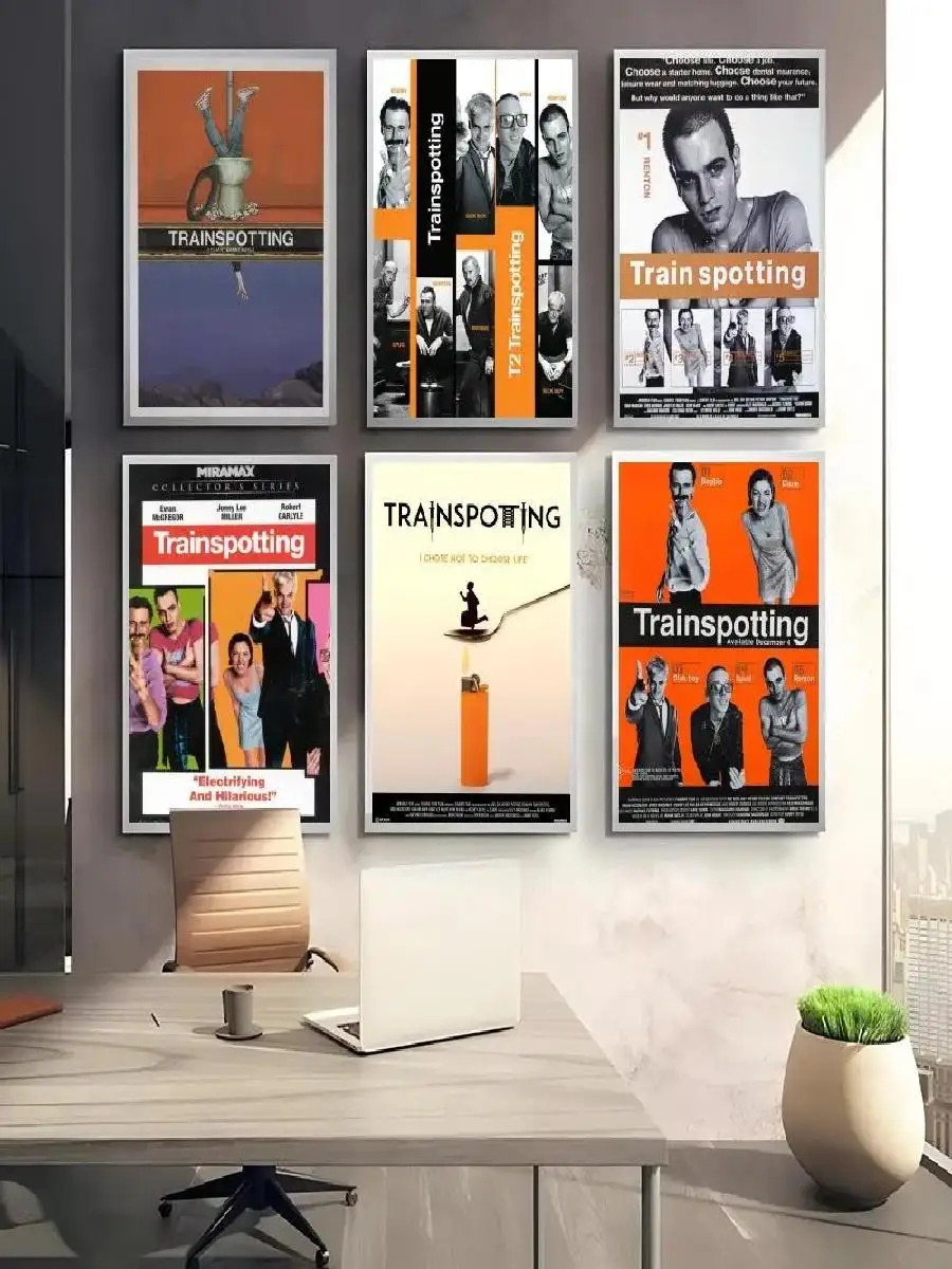 T Trainspotting Movie Painting Calligraphy Canvas Poster  Crease Free Waterproof Durable Wall Art for All Spaces