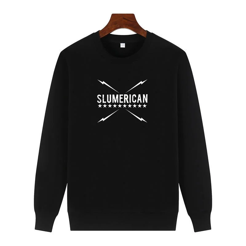 Slumerican Flagship Store Logo Barbershop Lifestyle Music fleece Round neck hoodie cotton thick sweater hoodie Men's sportswear