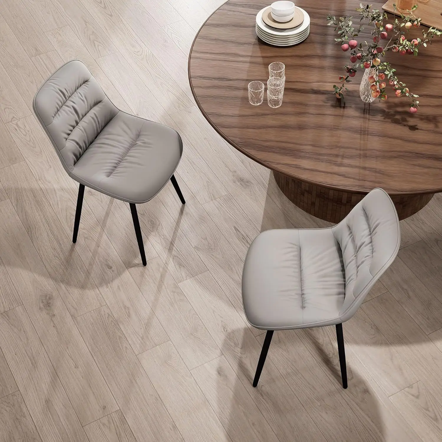 Faux leather with soft seat cushion Comfortable backrest side No armrests Restaurant lounge chair