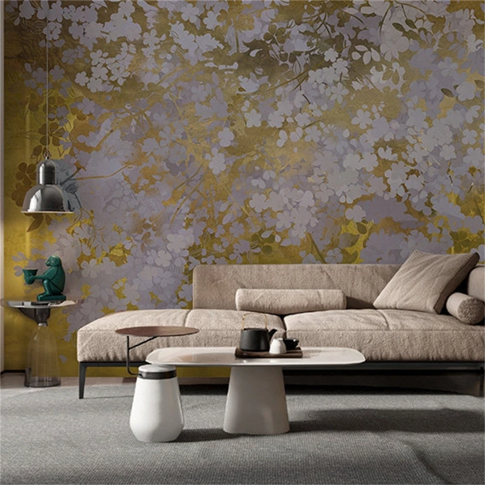Custom Gold foil wallpaper modern light luxury wallpaper living room decoration bedroom background mural wall paper 3D wall art