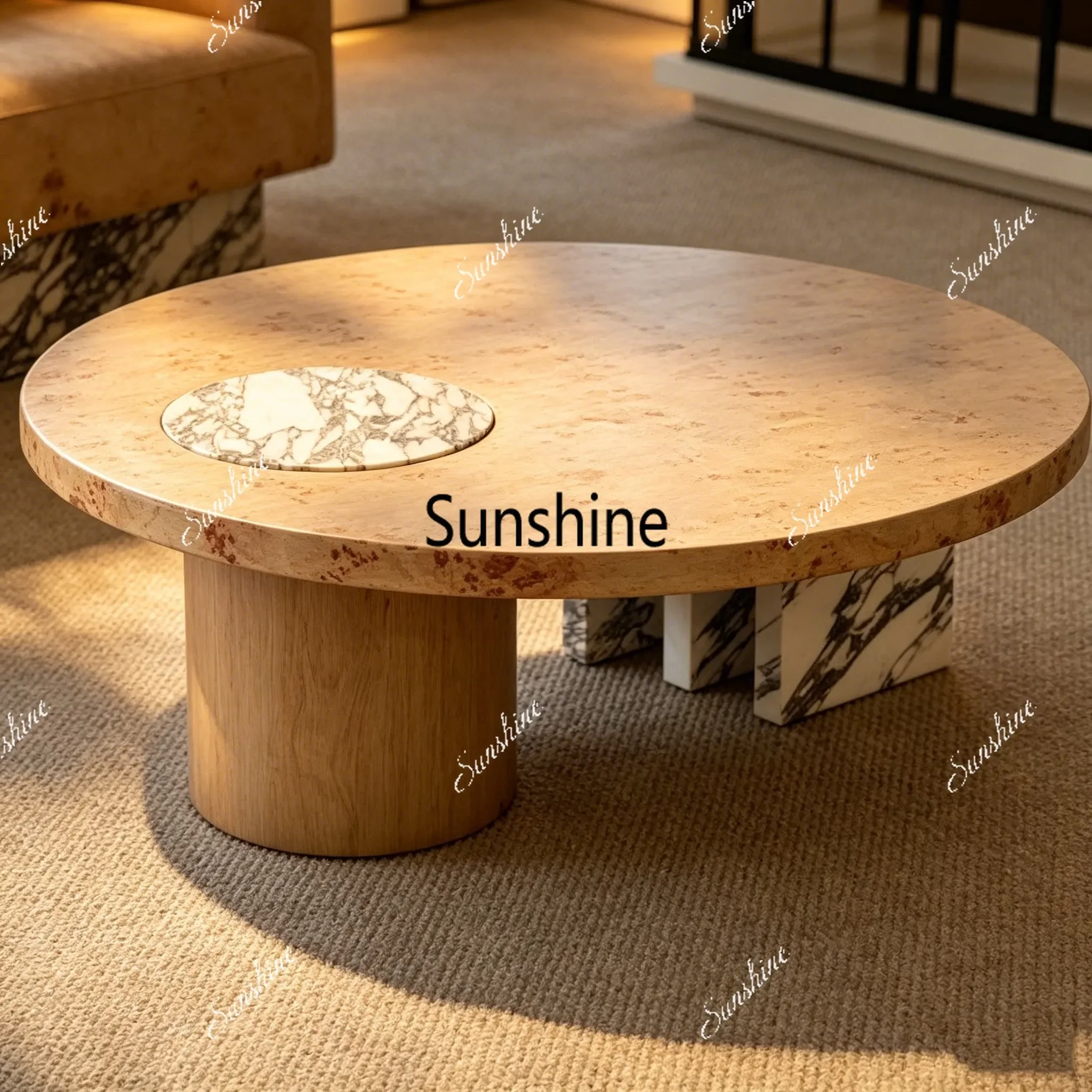 Medieval style tree tumor bark tea table Modern high-end combination low coffee table  FT