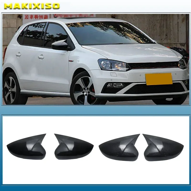 Für VW Polo MK5 6R 2009–2018 nach oben 2016, glänzend schwarze Flügel-Türspiegel-Abdeckkappen