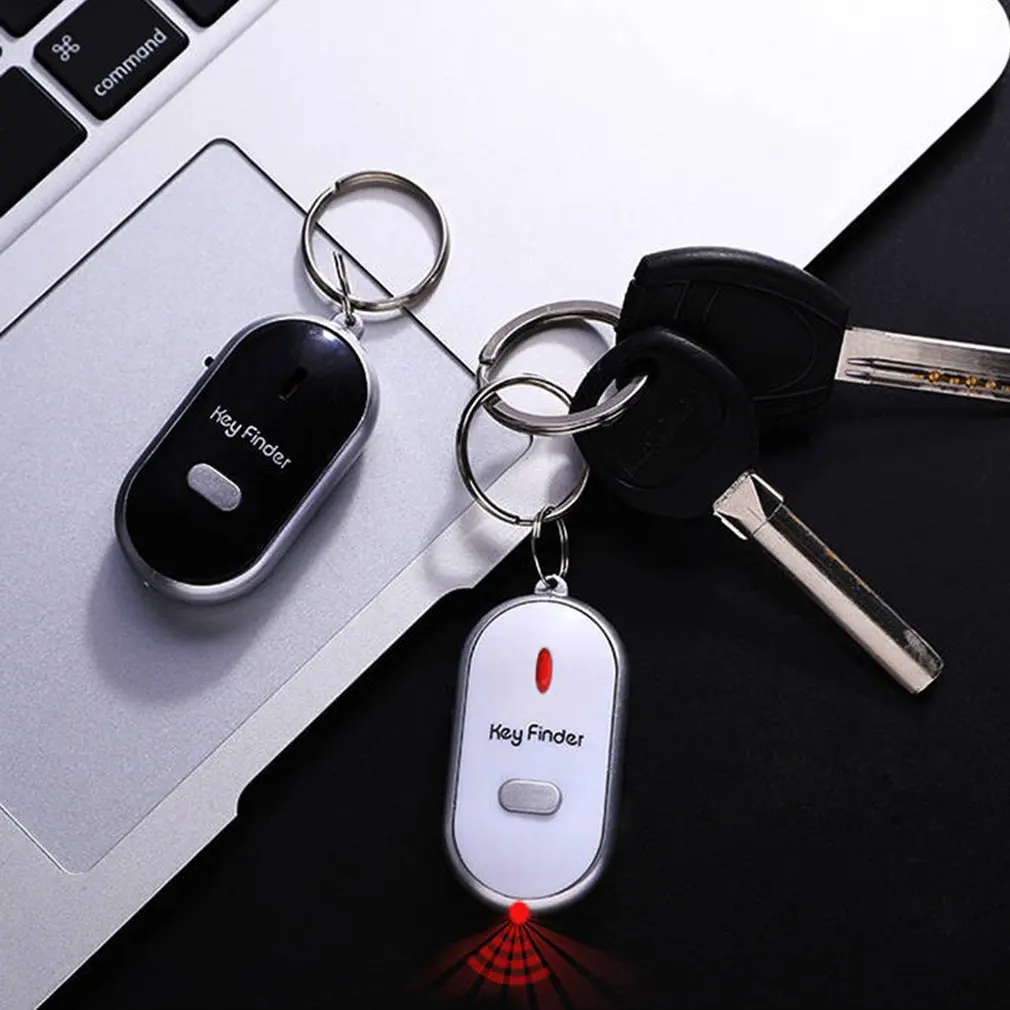 Hot LED Whistle Key Finder Flashing Beeping Sound Control Alarm Anti-Lost Key Locator Finder Tracker with Key Ring