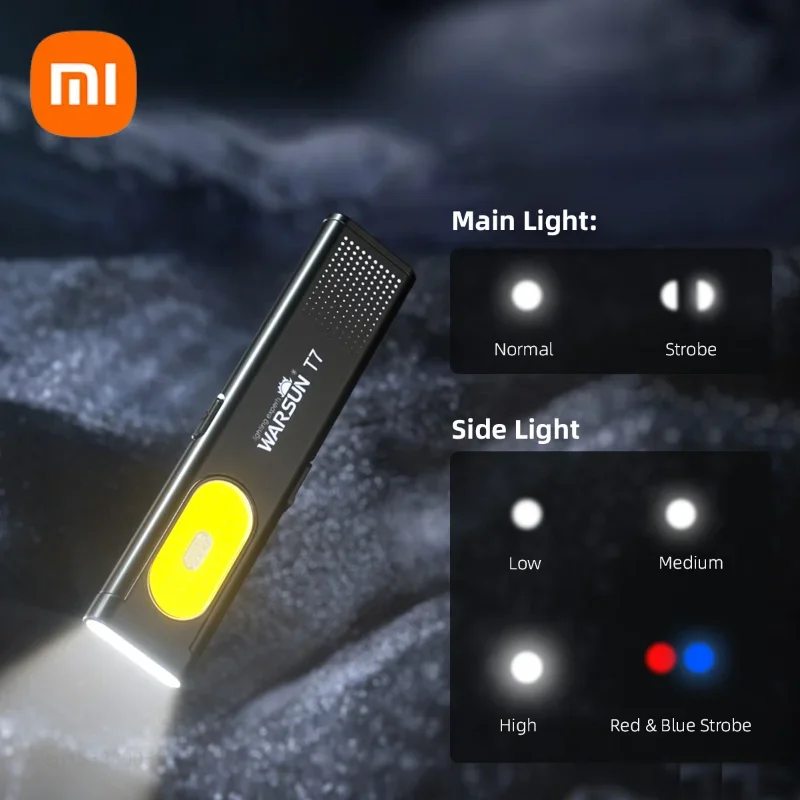 Xiaomi Warsun LED Keychain Flashlight USB Rechargeable 800Lm Portable Mini Torch Light Pocket Lantern Flood Outdoor Work Light