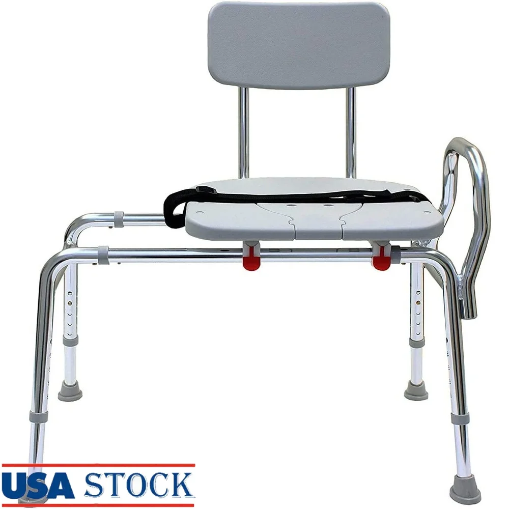 Adjustable Sliding Shower Transfer Bench with Anti Slip Features Lightweight Tub Seat Elderly Disabled Safe Use