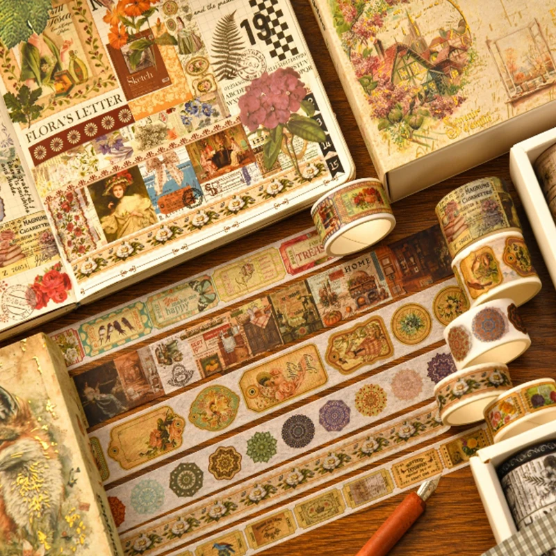 36 مجلدًا - مجموعة المذكرات الرجعية الأدب والشريط الورقي، تستخدم لمواد حفظ الكتب اليدوية، وكتب الخردة التي يمكنك صنعها بنفسك، وأجهزة الكمبيوتر المحمولة