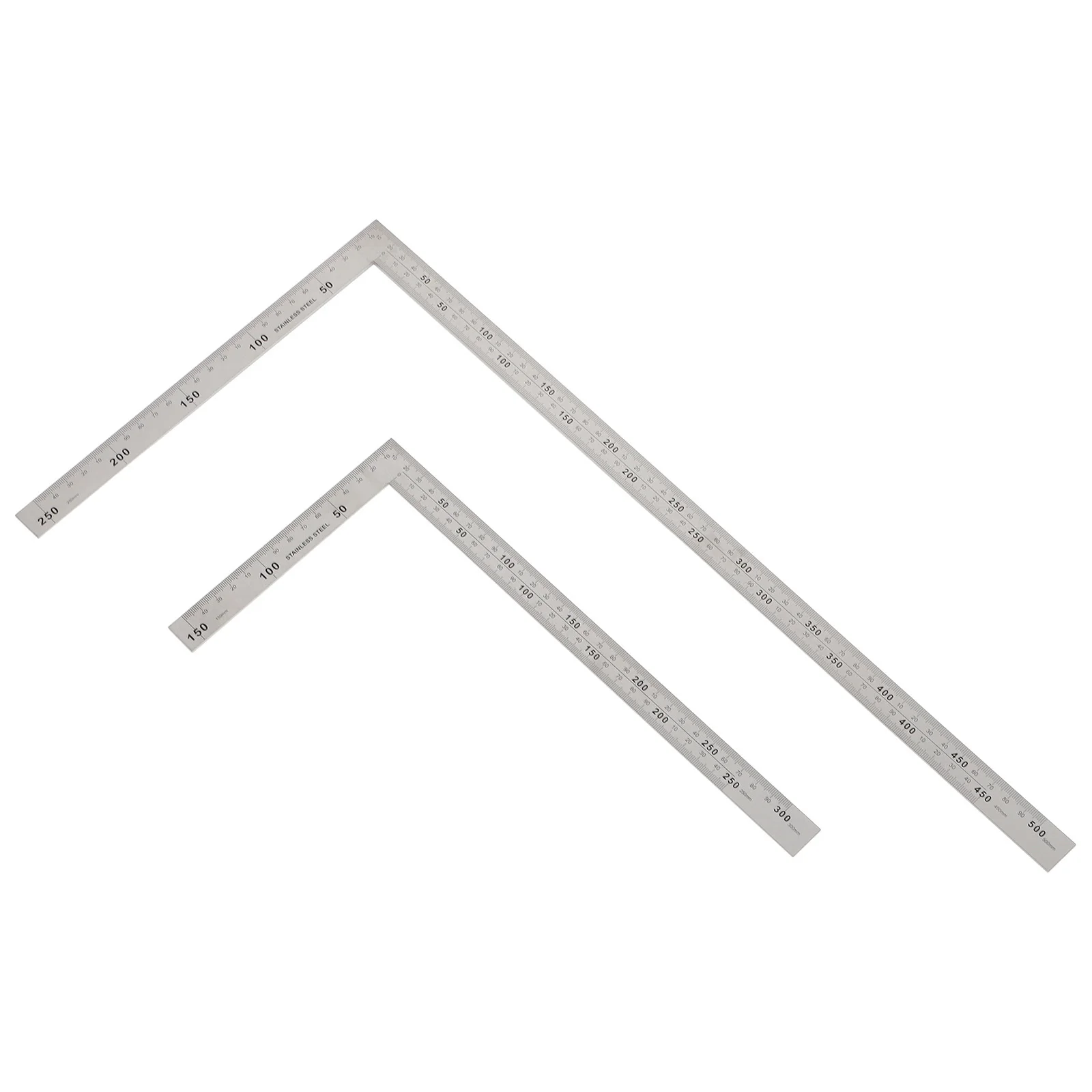 

2Pcs L-Square Ruler Stainless Steel Precision Right Angle Tool for Engineering Drafting Woodworking Architecture Drawing