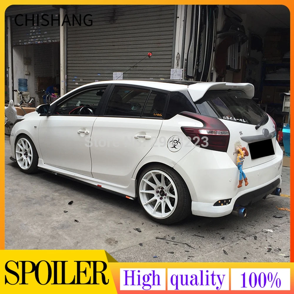 Car Styling ABS Plastic Material Unpainted Color Rear Roof Wing Lip Trunk Bpot Spoiler Wing For Toyota Yaris 2013-2020