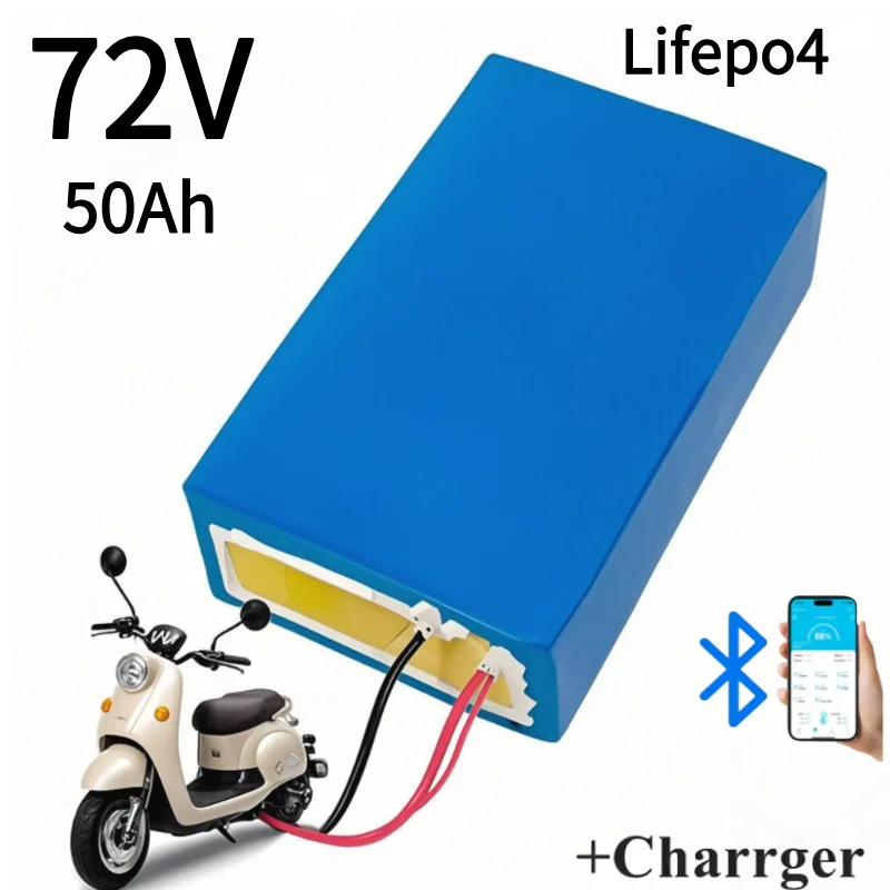 

72V Lifepo4 50Ah с Bluetooth для велосипеда, скутера, мотоцикла, крана, грузовика, зарядное устройство 10А, 5000Вт, 10кВт