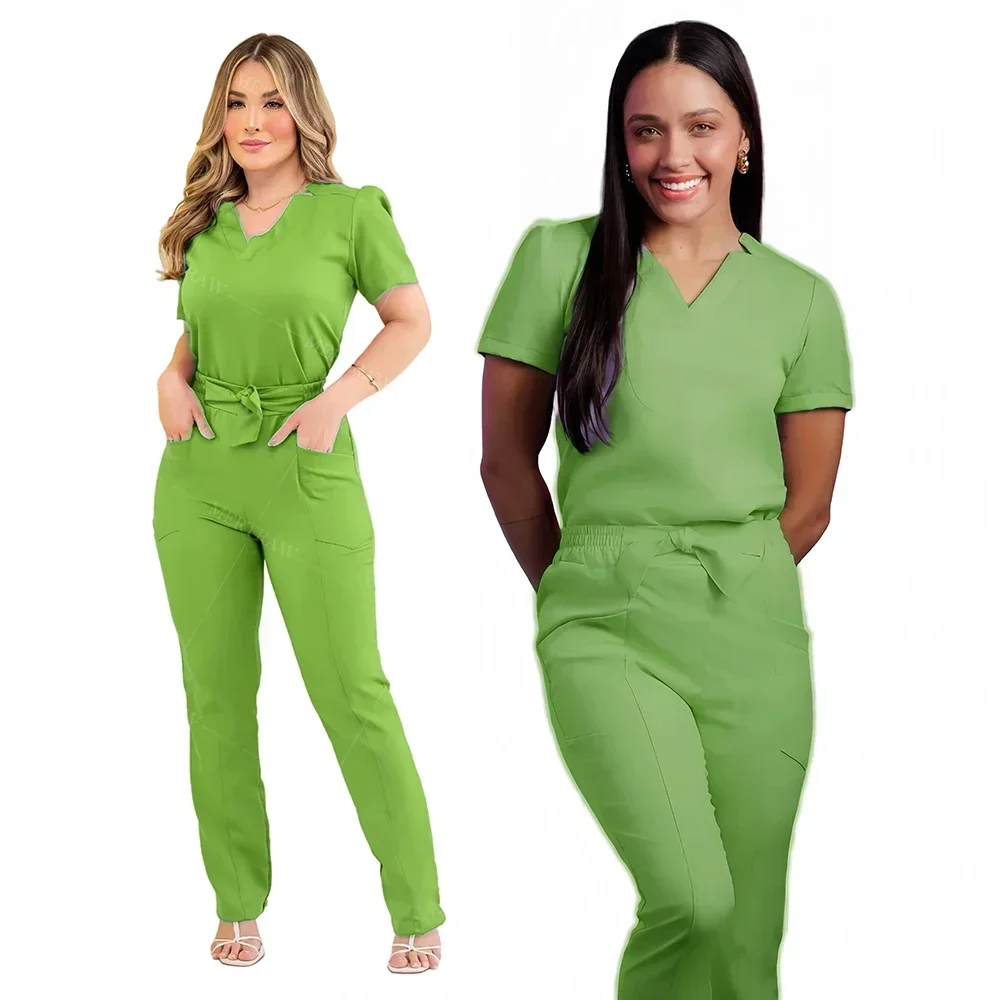 新しいスクラブセット医療制服ストレッチスクラブトップスポケットパンツナース制服ドクター手術オーバーオール美容サロン作業服
