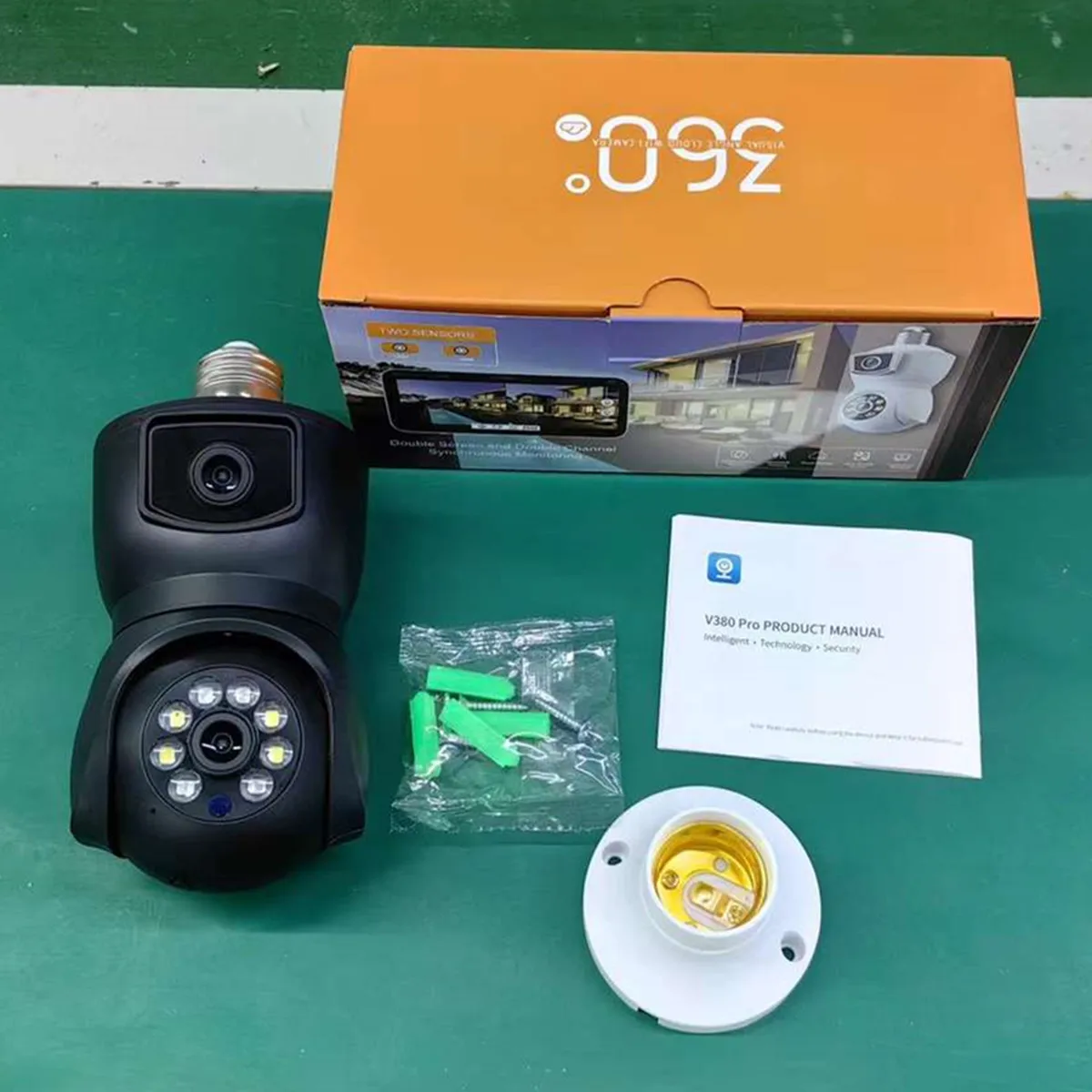 4MP V380Pro Dual  Lens E27 Full Color Wireless PTZ IP Dome Camera AI Humanoid Detection Home Security CCTV Baby Monitor