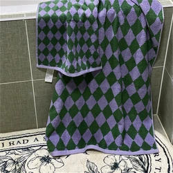 Soft and Skin-Friendly Towel for Adult, Checkered Diamond, Pure Cotton, Yarn-Dyed, Jacquard Bath Towels, High Quality