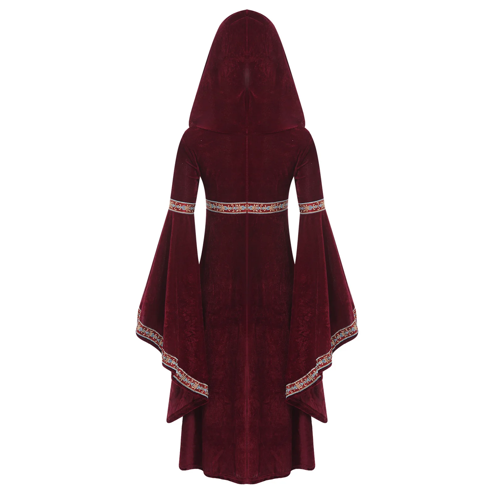 Hooded Medieval Princess Costume for Girls Long Renaissance Dress Gothic Witch Cosplay Velvet Robe Halloween Carnival Dress Up view 2