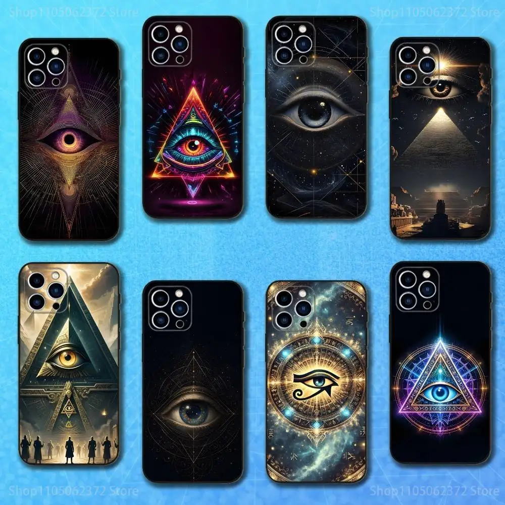 

Occult Art Illuminati Eye Phone Case For iPhone 17,16,15,14,13,12,11 Plus,Pro Max,XS,X,XR,SE,Mini,8,7,Soft Silicone Black Cover