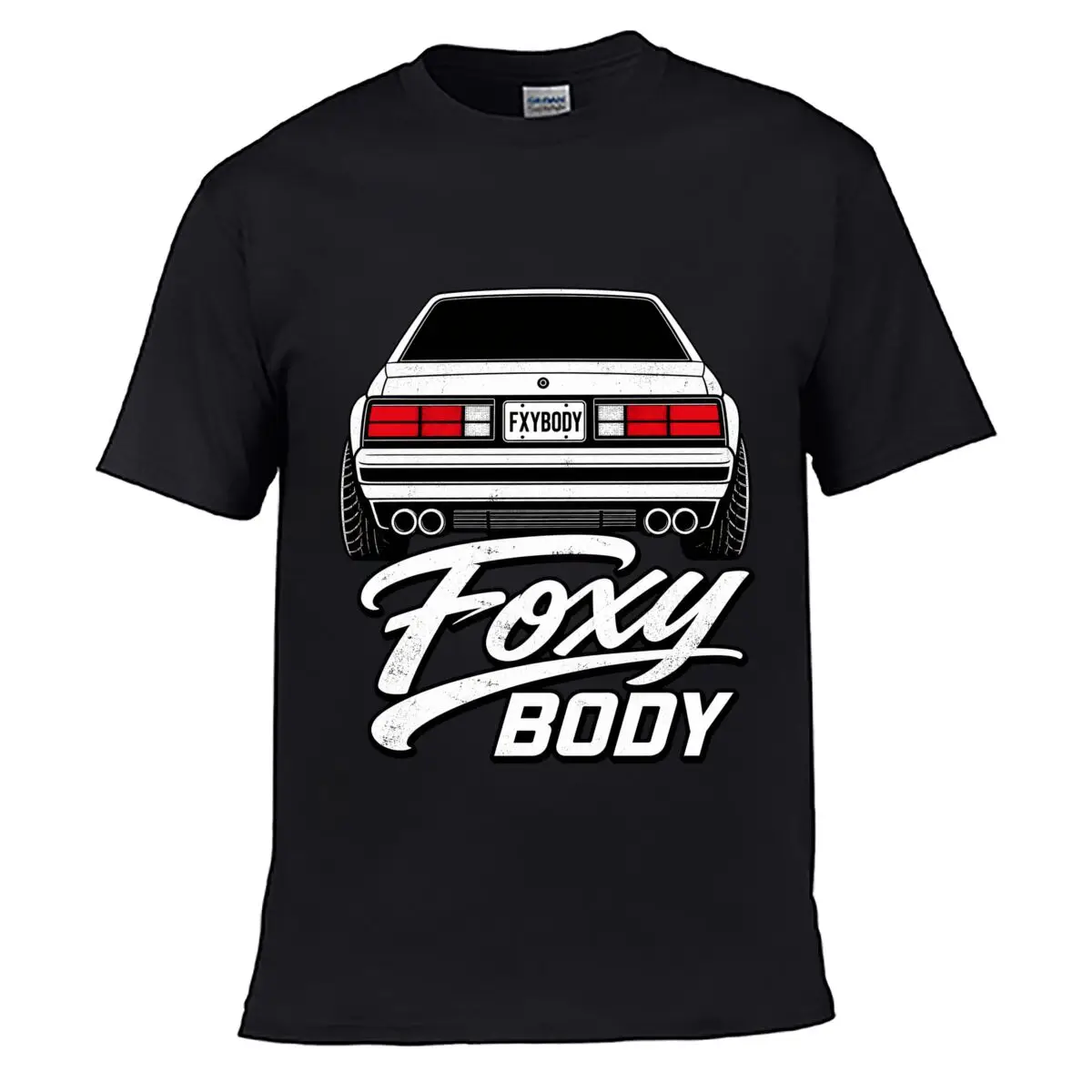 Foxy Body Rear Car Graphic FXYBODY Vintage Loose Vintage Distressed Washed Casual Tee