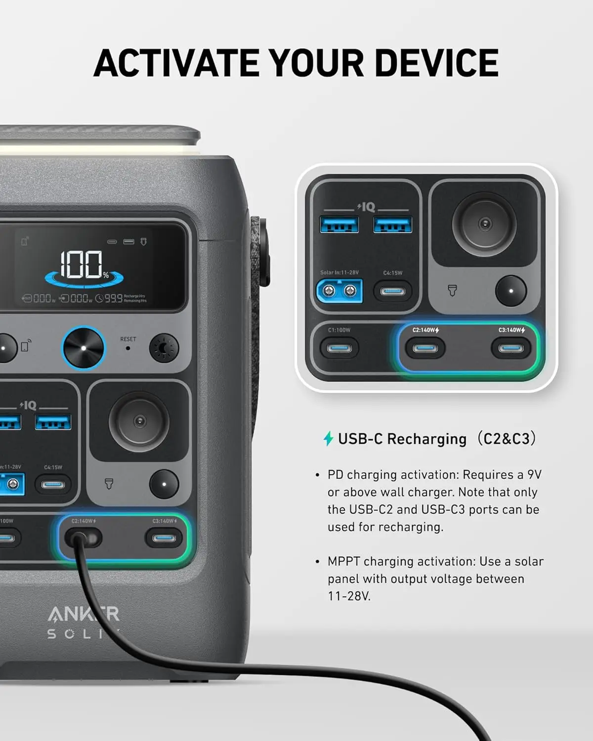 Anker SOLIX C300 DC Power Bank Station 288Wh (90 000mAh) Przenośna elektrownia 300W LiFePO4 Bateria