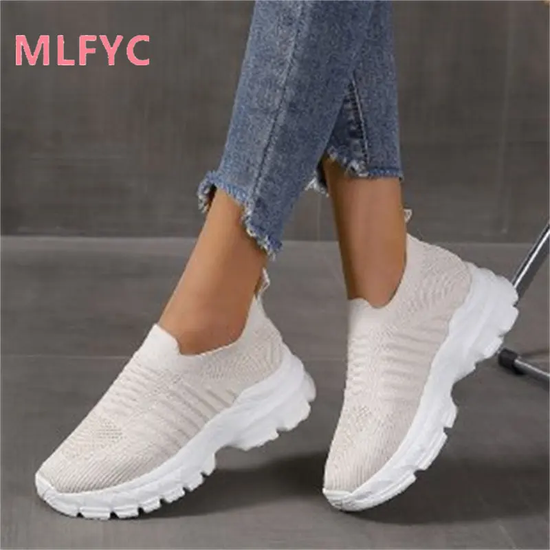 Große gestrickte mesh atmungs einzelnen schuh weibliche neue low-top dicke sohle turnschuhe frauen schuhe