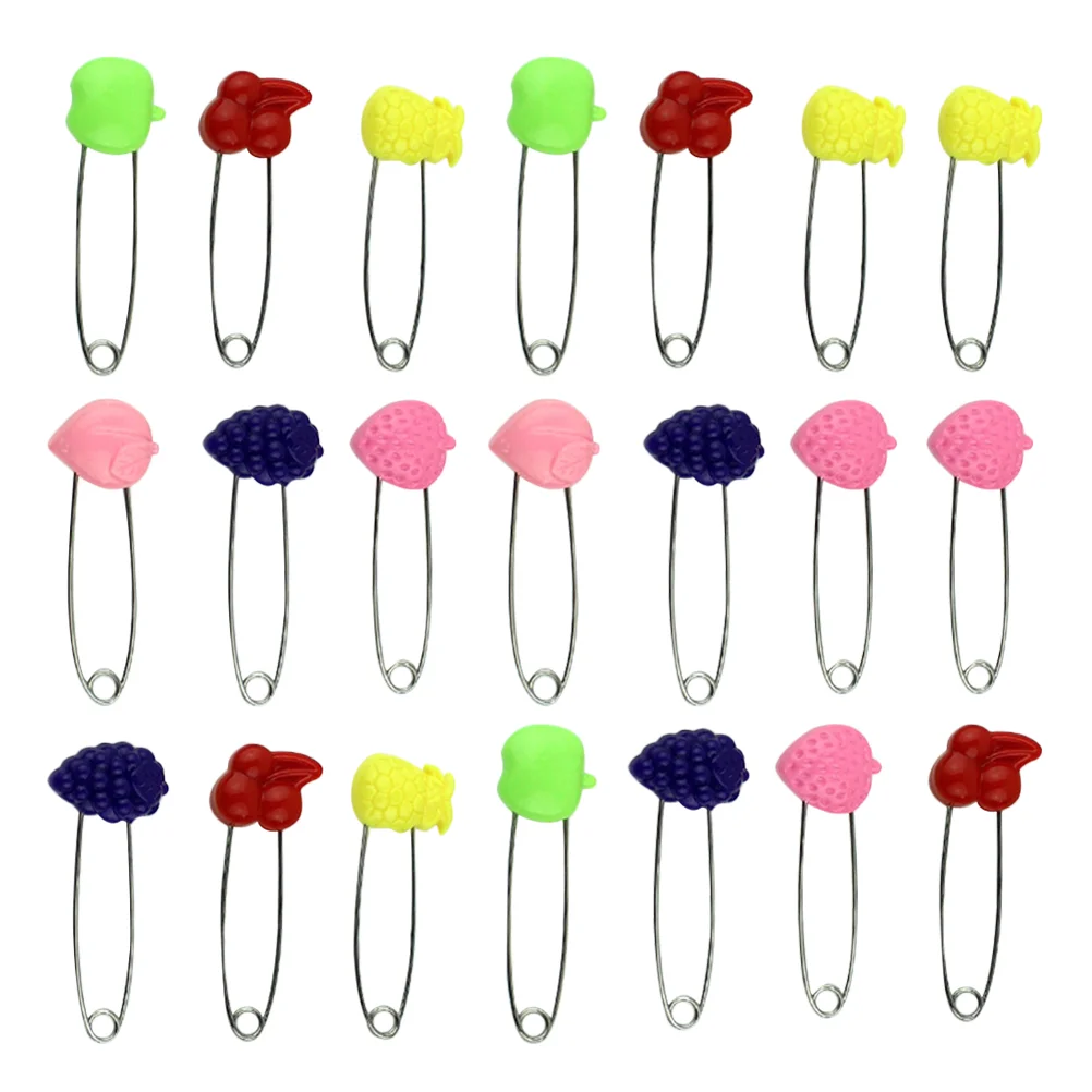 50 Pcs Safety Pin Decorative Pins Cartoon Baby Clothes Diaper Buckle Stainless Steel Kids Brooch Fruit