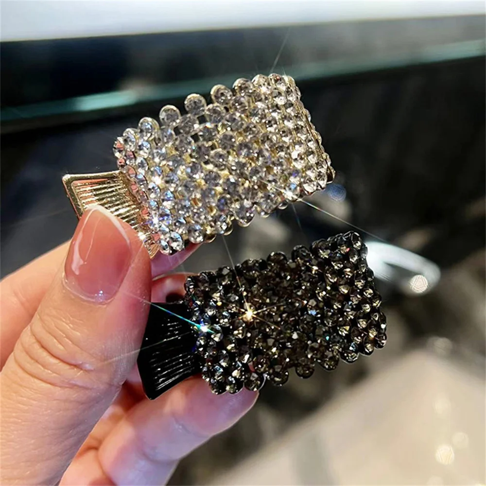 Women Elegant Luxury Rhinestones Round Metal Ponytail Holder Hair Claw Sweet Hair Clip Hairpin Headband Fashion Hair Accessories