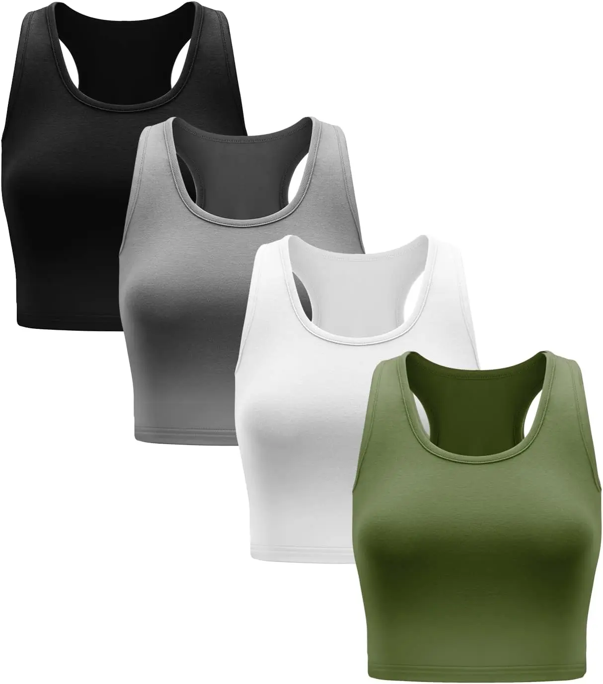 SlimPro 4 Pieces  Crop Tank Tops Sleeveless Racerback Workout Crop  Sport Tank  for Women Daily Wearing