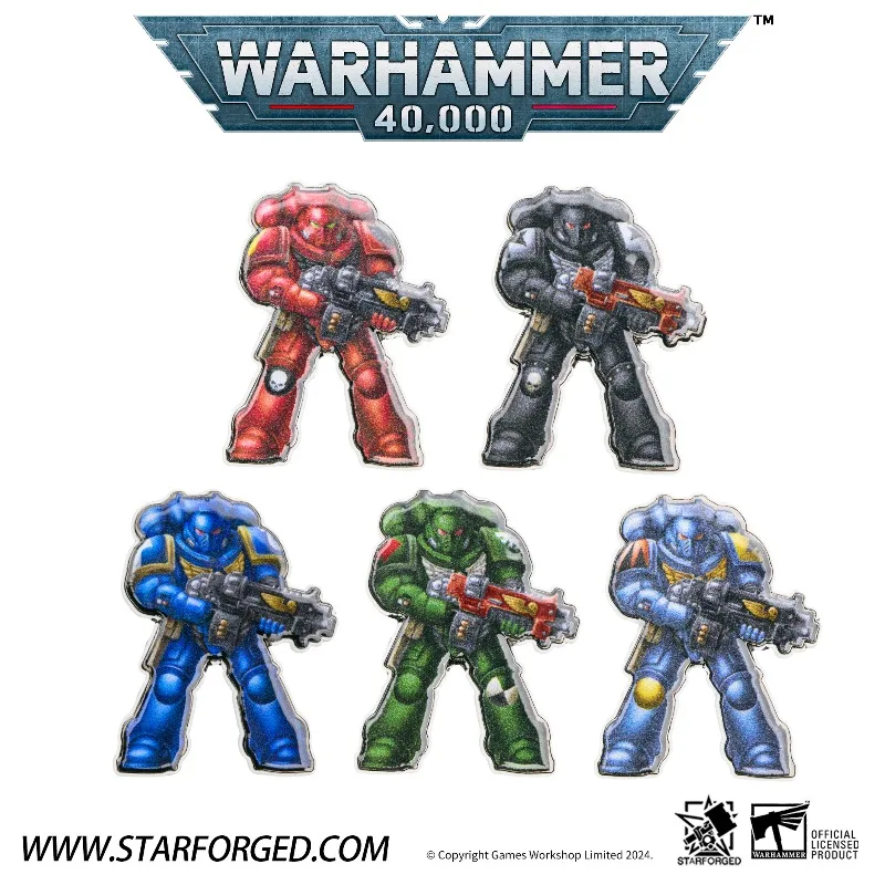 Starforged Warhammer 40K لعبة حقيقية الطرفية مشاة البحرية الفضائية Intercessors شارة ملونة مغناطيس الثلاجة تحصيل الهدايا #3