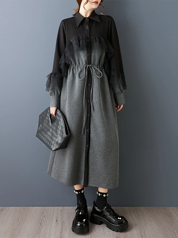 

Женское платье Sweet Printed Me Splice Long Sve Dr irt, повседневное винтажное свободное платье, эксклюзивная онлайн-осень 2023, Новое поступление