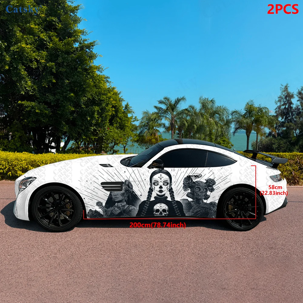 CATSKY.2pcs.Gothic Doll Mechanical Car Wrap - Decorative & Practical, Scratch-Resistant, Fade-Proof, Wear-Resistant, Edge-Curl-P view 2