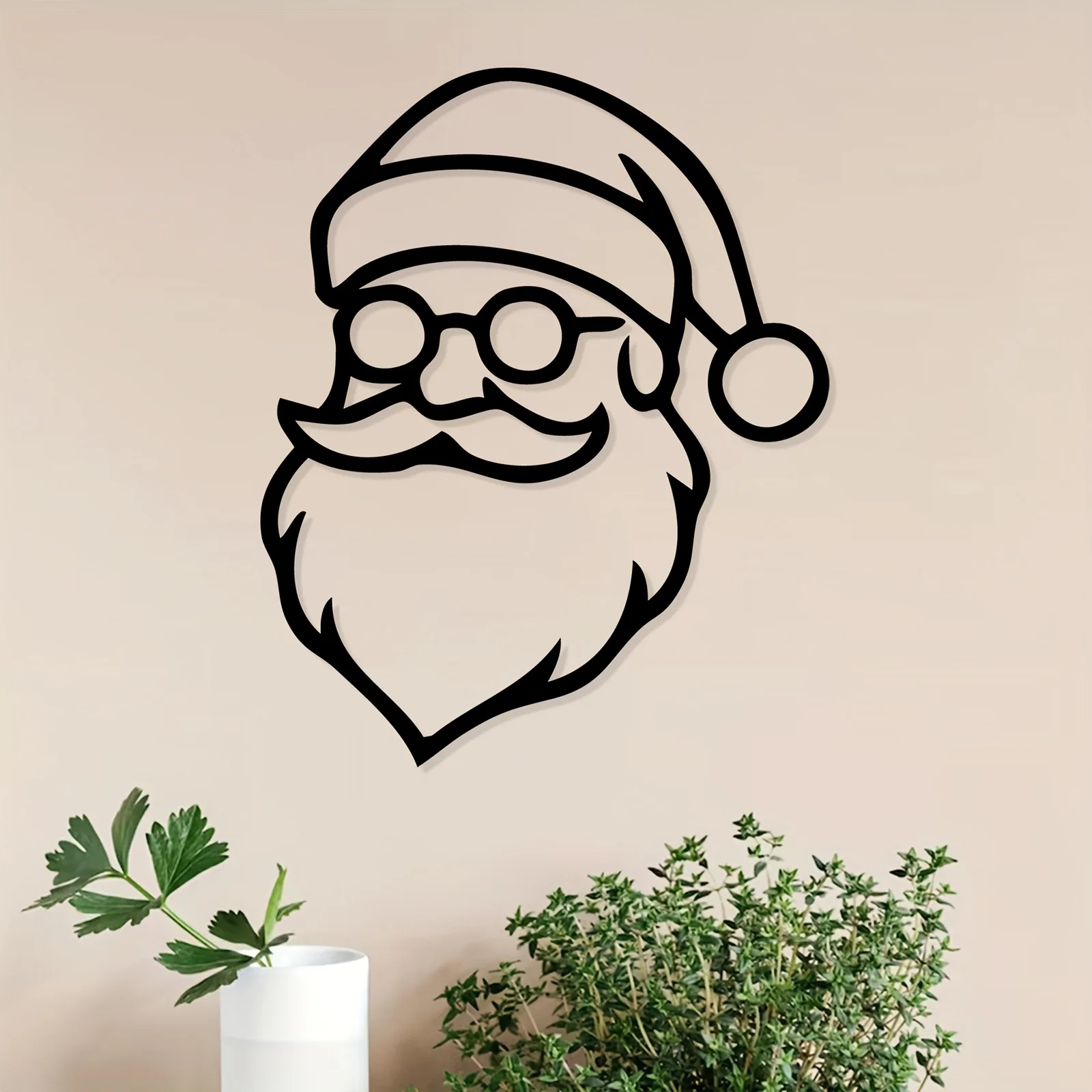 Santa Claus metal wall art,christmas santa silhouette iron wall decor,holiday metal wall sculpture,indoor garden xmas decoration