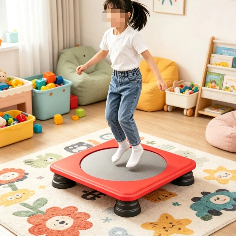 Mini Trampoline for Indoor Silent Jumping Board Shock Absorbing Elastic Base Square Design Home Exercise Fitness Toya