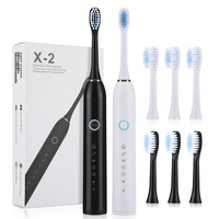 6 Modes Sonic Waterproof Electronic Toothbrush Oral Care USB Rechargeable Tooth Whitening Cleaner Replacement Heads Adult