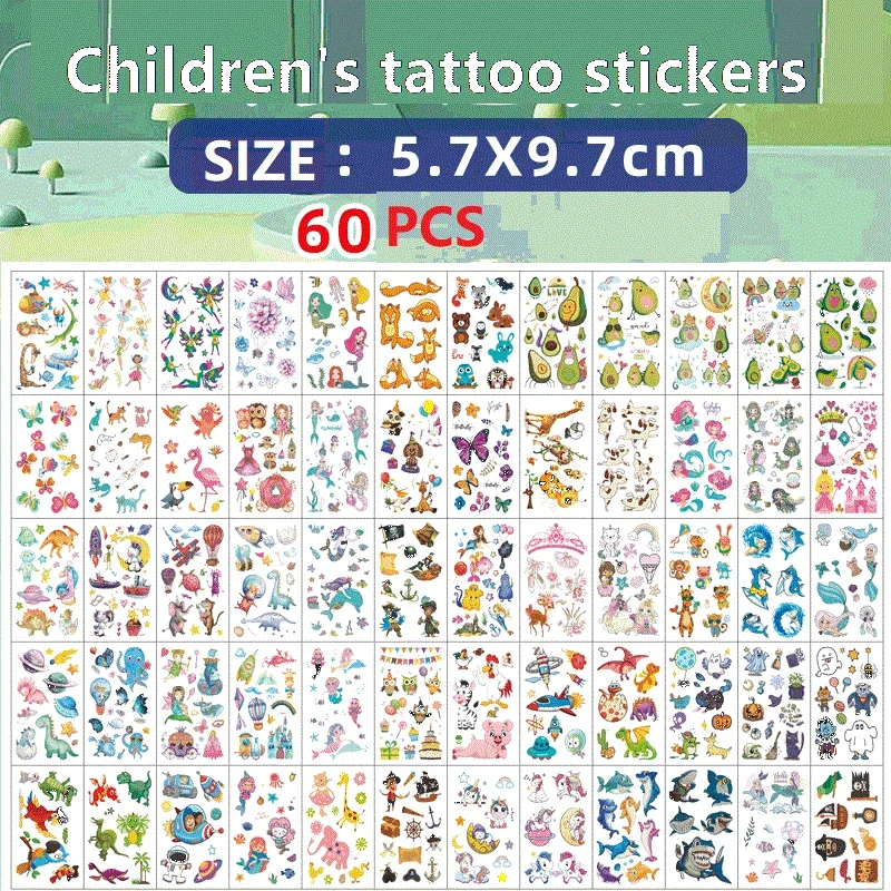 

60PCS New Temporary Tattoo Sticker Waterproof Tattoos Festival Glitters Face Girls Boy Child Mini Fake Tattoo ZS157