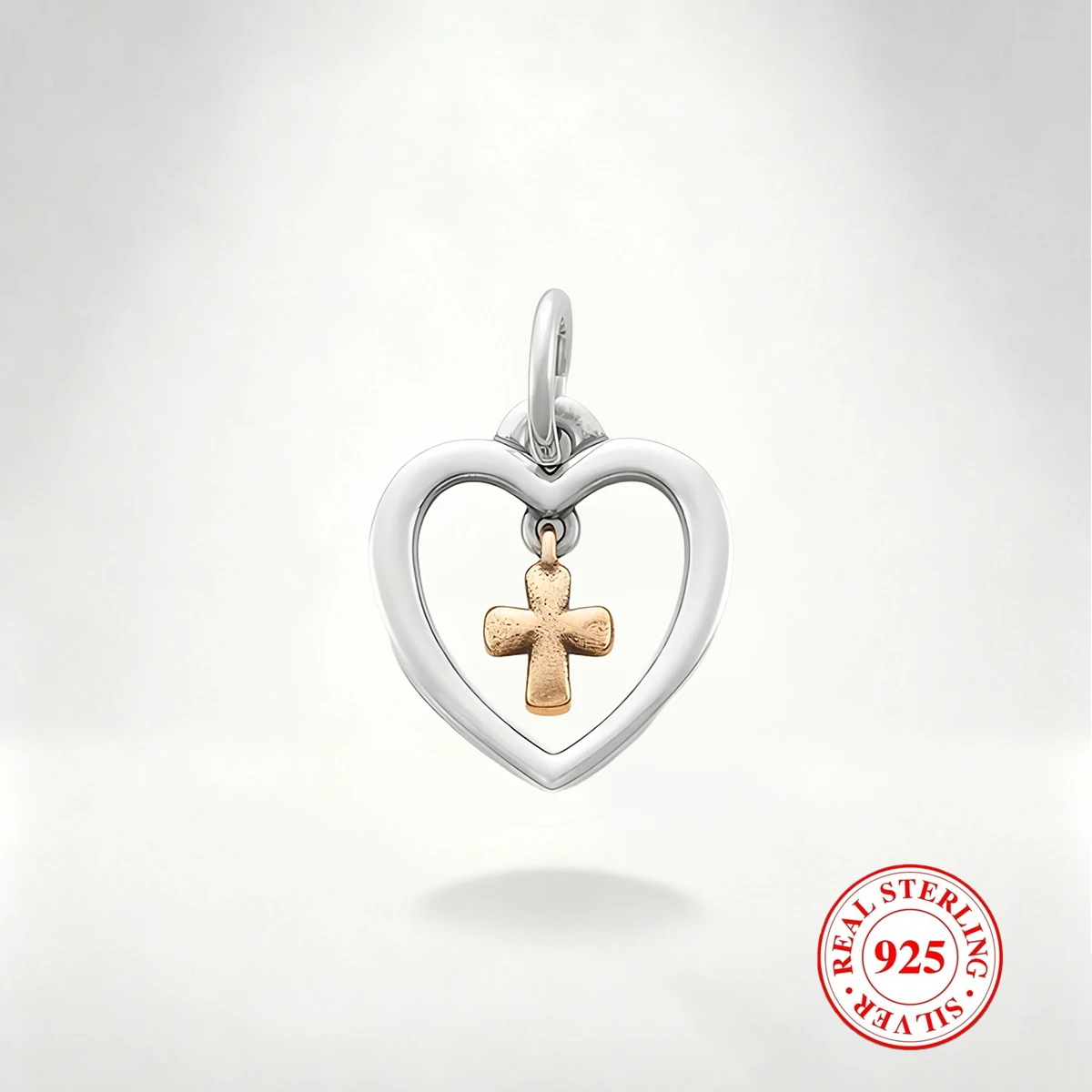 

1 PC S925 Sterling Silver Heart-Shaped Cross Pendant, Exquisite Vintage DIY Pendant, for DIY Necklace and Bracelet Decor