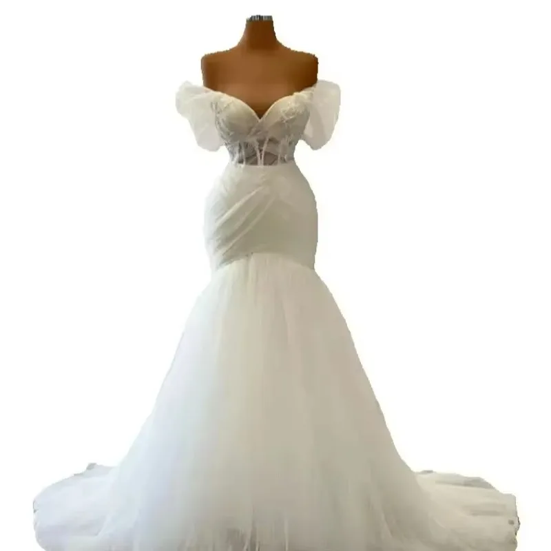 Customized Amazing Off The Shoulder Ruched Mermaid Bridal Dress Sweep Train Sweetheart Vestidos De Novias Wedding Gowns 2023