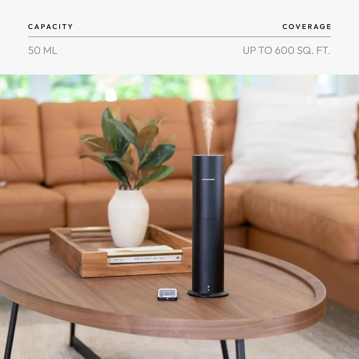 موزع روائح الزيوت العطرية Wireless Pro - تغطية 600 قدم مربع - لاسلكي ومحمول مع جهاز تحكم عن بعد - ناشر رائحة العلاج العطري