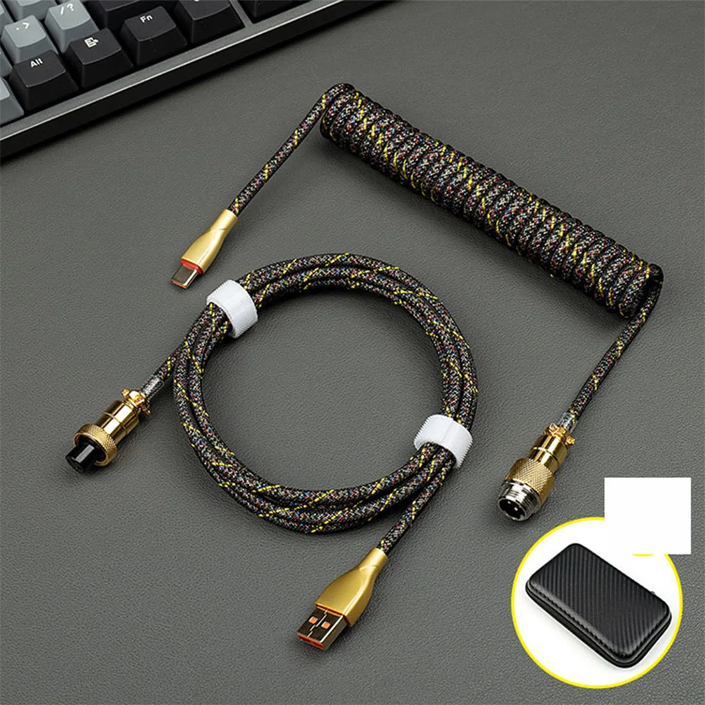 USB الربيع كابل ثقب دائري التوصيل النحاس الأساسية لعبة توصيل كابل نوع-C واجهة كابل لوحة المفاتيح الميكانيكية