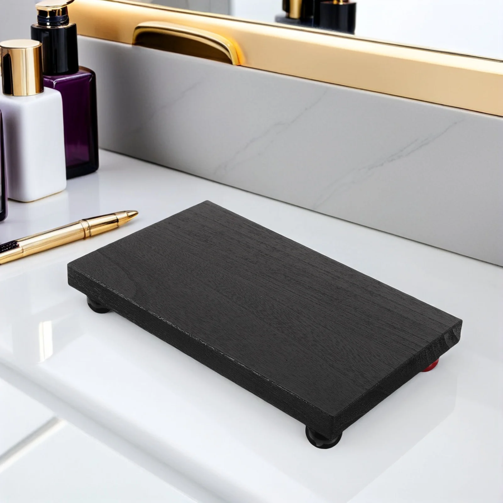 

Solid Wood Rectangular Vanity Tray Perfume Organizer Decorative Storage Tray for Dresser Bedroom Bathroom Cosmetics