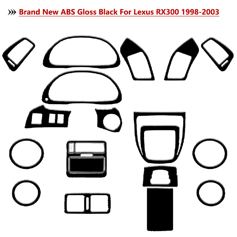 

For Lexus RX300 1998 1999 2000 2001 2002 2003 Brand New ABS Gloss Black Stickers Set 20Pcs Car Interior Accessories