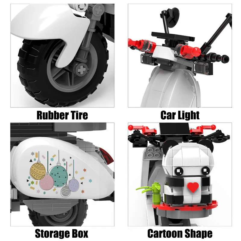 MOC Creative Roman Holiday Vespa Famous Motorcycle Building Blocks City Technical Mini Racing Car Bricks Toys Gift For Children