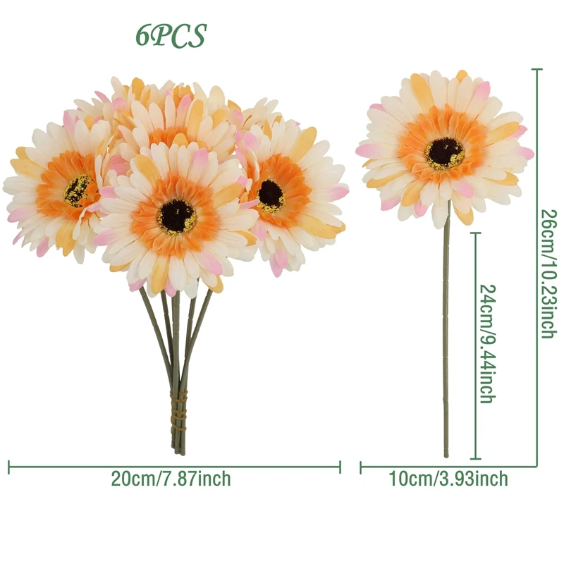 5/10 Stück 26cm Künstliche Seiden-Gerbera-Blumensträuße für Hochzeit, Heim- und Tischdekoration, Künstliche Gänseblümchen für DIY-Blumenarrangements – Detail 7