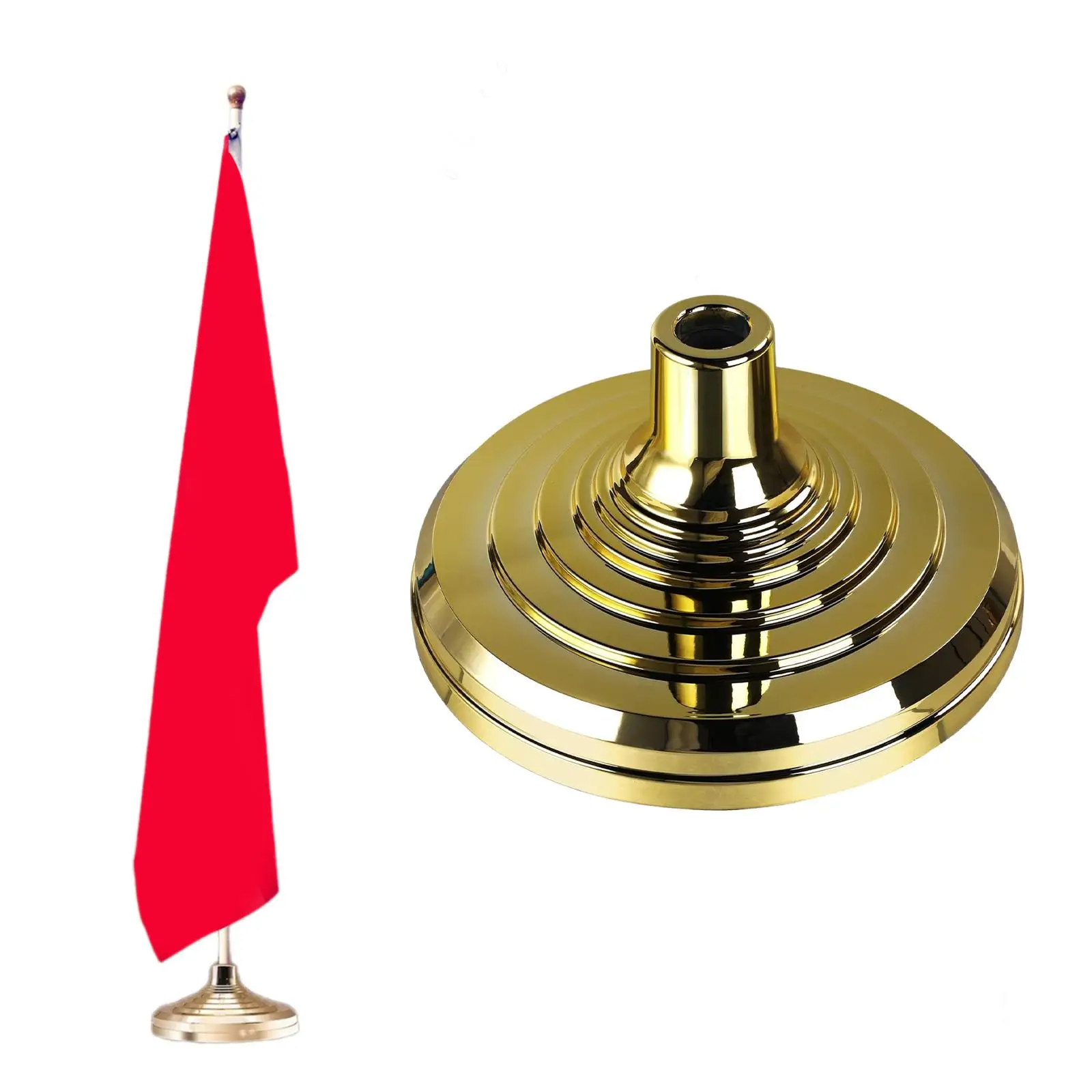 Floor Stand Base for Indoor Flagpole Gold Finish Flag Holder Flag Pole Stand for Party House Conference Room Outdoor Home